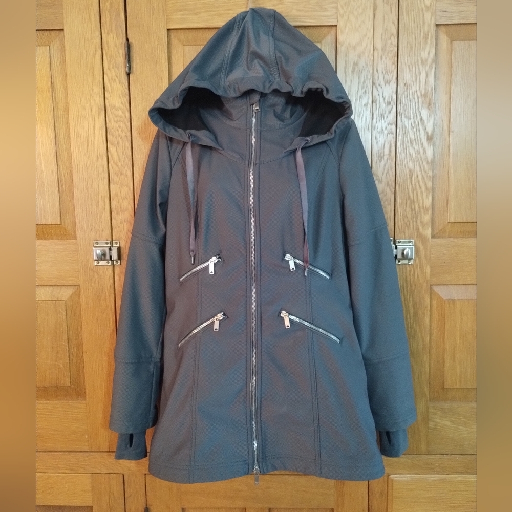 Zella Athletic gray water resistant hooded long jacket
